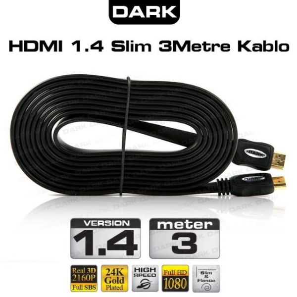 DK-HD-CV14L3S 3M v1.4 4K/3D ve Ağ Destekli Altın Uçlu HDMI Görüntü Kablosu