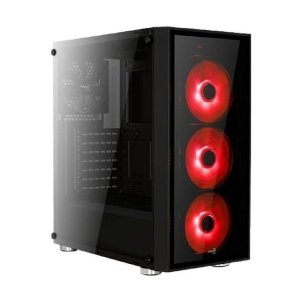 AE-QRTZ-RD600BR 600W 80+ Kırmızı LED Fanlı ve Güçlendirilmiş Camlı Siyah Kasa