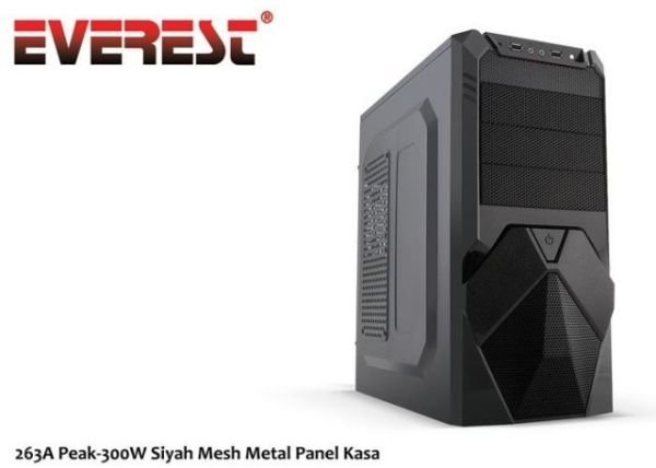 263A 300W Powerlı Penceresiz Midi Tower Siyah Kasa