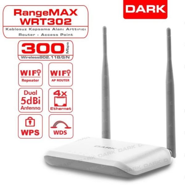 DK-NT-WRT302 300Mbps Kablosuz 4Port Beyaz Router Access Point