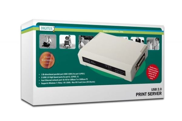 DN-13006-1 3 port Fast Ethernet Print Server, 2 x USB 2.0 port