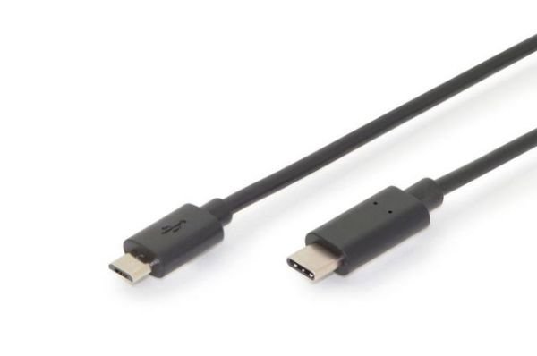 AK-300137-018-S USB Type-C connection cable, type C to micro B M/M, 1.8m, 3A, 480MB, 2.0