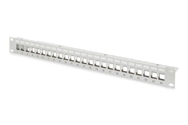 DN-91410 Modular Patch Panel, shielded 24-port, blank, 1U, rack mount color grey