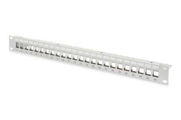 DN-91410 Modular Patch Panel, shielded 24-port, blank, 1U, rack mount color grey