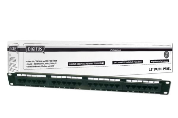 DN-91524U Cat-5E 19'' 24Port UTP 50 Mikron Altın Kontak Patch Panel