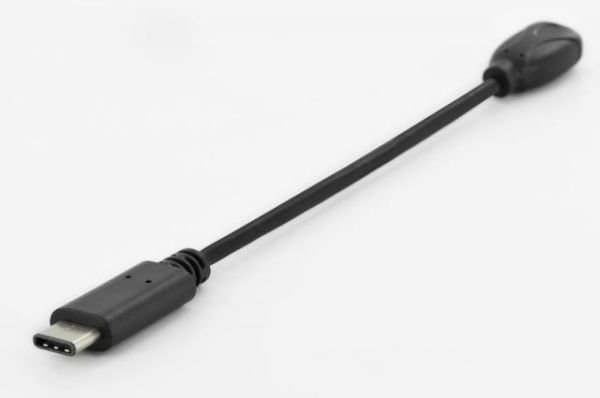 AK-300316-001-S USB Type-C adapter cable, type C-micro B M/F, 0,1m3A, 480MB,, 2.0 Ve