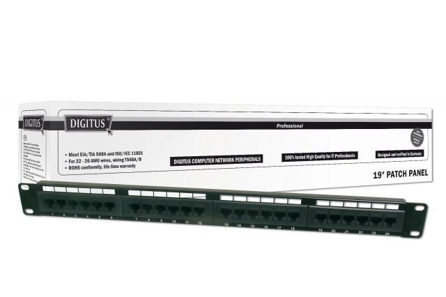 DN-91624U Cat6 19'' 24Port UTP 8P8C 50 Mikron Altın Kontak Patch Panel