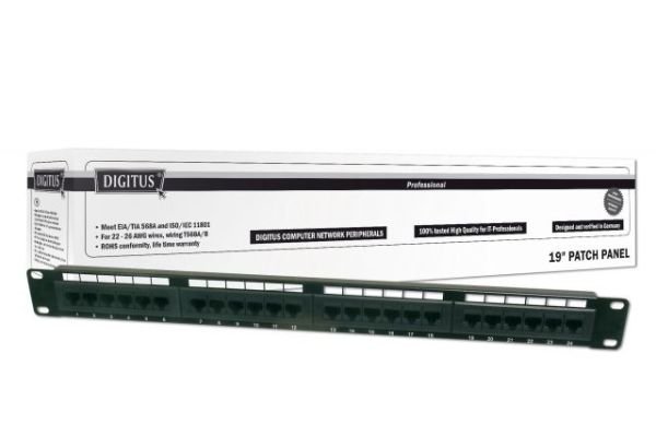 DN-91624U Cat6 19'' 24Port UTP 8P8C 50 Mikron Altın Kontak Patch Panel