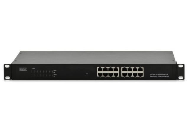 DN-95312 Web Smart Fast Ethernet PoE Switch 16-port RJ45, Full Powered Ra