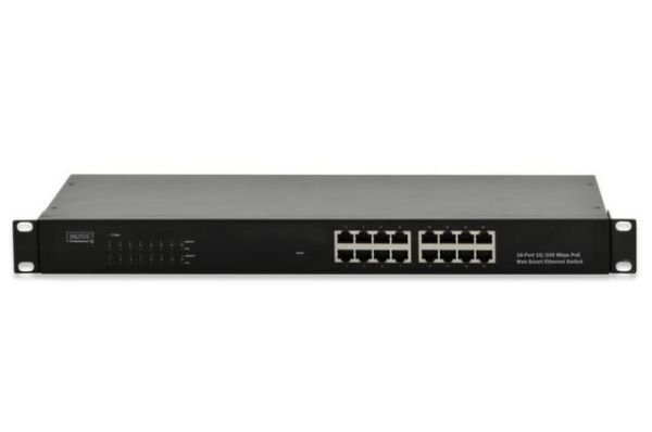 DN-95312 Web Smart Fast Ethernet PoE Switch 16-port RJ45, Full Powered Ra