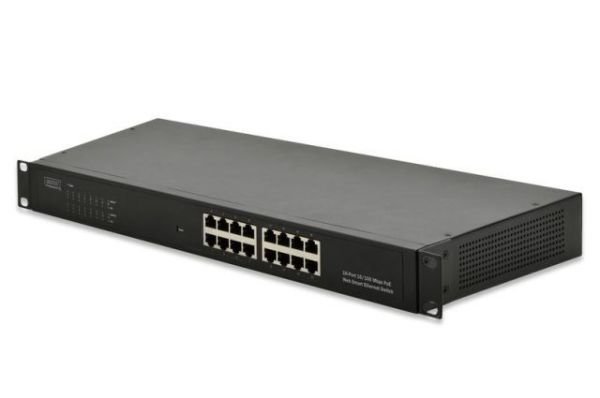 DN-95312 Web Smart Fast Ethernet PoE Switch 16-port RJ45, Full Powered Ra