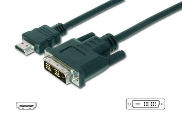 AK-330300-030-S HDMI adaptör kablosu, Tip A-DVI(18+1) M/M, 3,0m, Full HD, bl