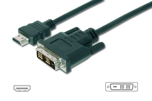 AK-330300-050-S HDMI adaptör kablosu, Tip A-DVI(18+1) M/M, 5,0m, Full HD, bl