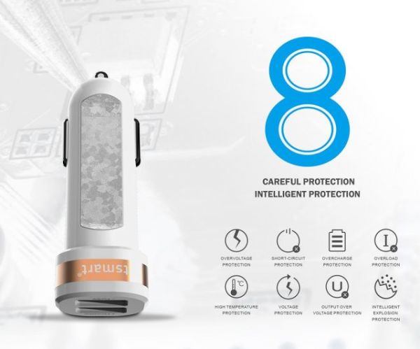 TS-A20 tsmart Micro USB Şarj Kablolu Araç Şarj cihazı TSA20
