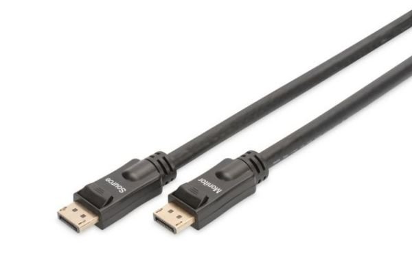 AK-340105-200-S Displayport connection cable, DP, w/ amp. M/M, 20.0m, w/interlock,