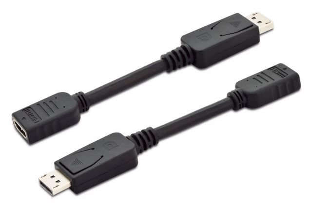 AK-340400-001-S DisplayPort (DP) - HDMI Adaptör Kablosu, DP Erkek - HDMI Tip A Dişi, 0.1