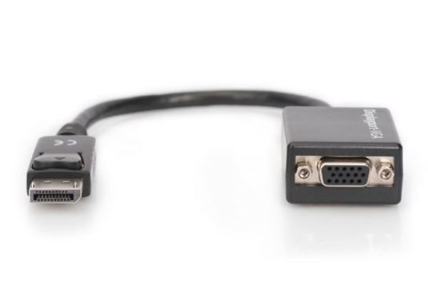 AK-340403-001-S DisplayPort Adap. Kab.DP - HD15 M/F, 0,15m,kenetlenmeli, DP 1.2 SİYAH