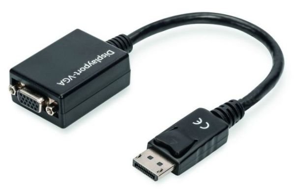 AK-340403-001-S DisplayPort Adap. Kab.DP - HD15 M/F, 0,15m,kenetlenmeli, DP 1.2 SİYAH