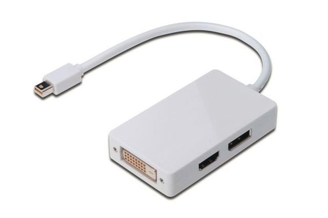 AK-340509-002-W DisplayPort dağıtıcı kablo,mini DP-DP+HDMI+DVI M/F, 0.2 m,DP 1.1a beyaz