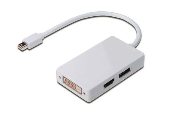 AK-340509-002-W DisplayPort dağıtıcı kablo,mini DP-DP+HDMI+DVI M/F, 0.2 m,DP 1.1a beyaz