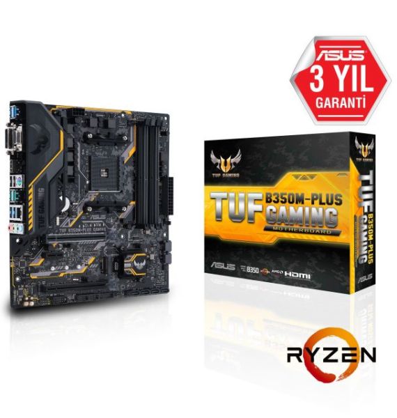 TUF-B350M-PLUS-G AMD B350 AM4 DDR4 3200MHz HDMI/DVI/DSUP Gaming Anakart