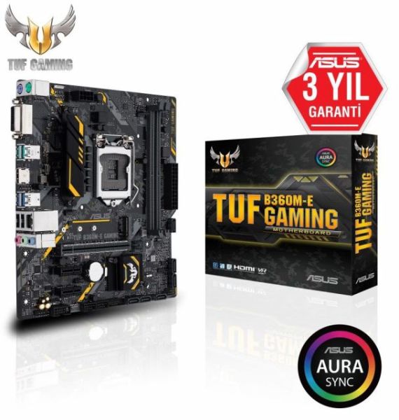 TUF-B360M-E-GAMING Intel B360 1151 DDR4 2666MHz  HDMI/DVI M2 USB3.1 AURA RGB Anakart