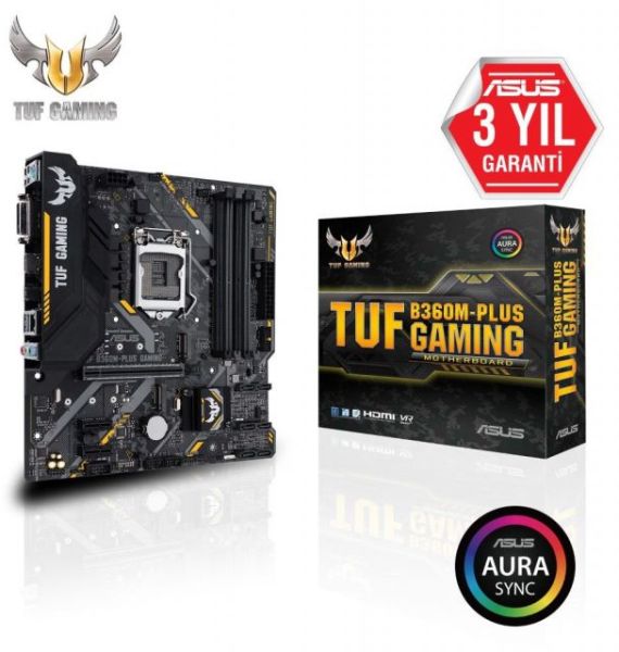 TUF-B360M-PLUS-GAM Intel B360 1151 DDR4 2666MHz HDMI/DVI M2 USB3.1 AURA RGB Anakart
