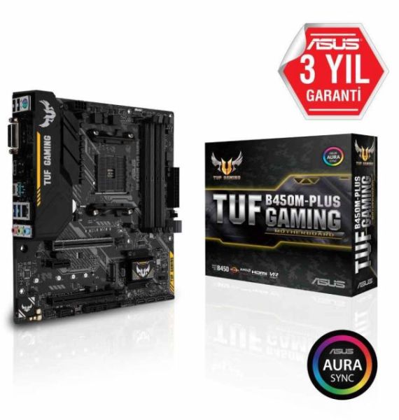 TUF-B450M-PLUS-GAM AMD B450 AM4 DDR4 3200MHz HDMI/DVI M2 USB3.1 AURA RGB Anakart