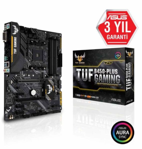 TUF-B450-PLUS-GAMI AMD B450 AM4 DDR4 3200MHz HDMI/DVI M2 USB3.1 AURA RGB Anakart