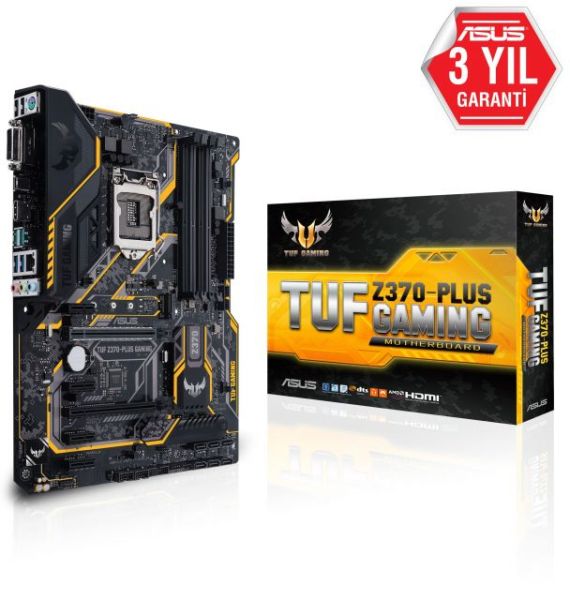TUF-Z370-PLUS-GAMI Intel Z370 1151 DDR4 4000MHz HDMI DVI M2 USB3.1 AURA RGB Anakart