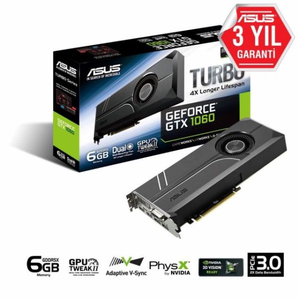 TURBO-GTX1060-6G GTX1060 6GB 192B GDDR5 DVID/HDMI/DP Nvidia Ekran Kartı