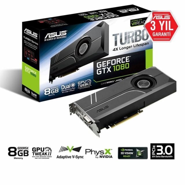 TURBO-GTX1080-8G GTX1080 8GB 256B GDDR5X DVID/HDMI/DP Nvidia Ekran Kartı