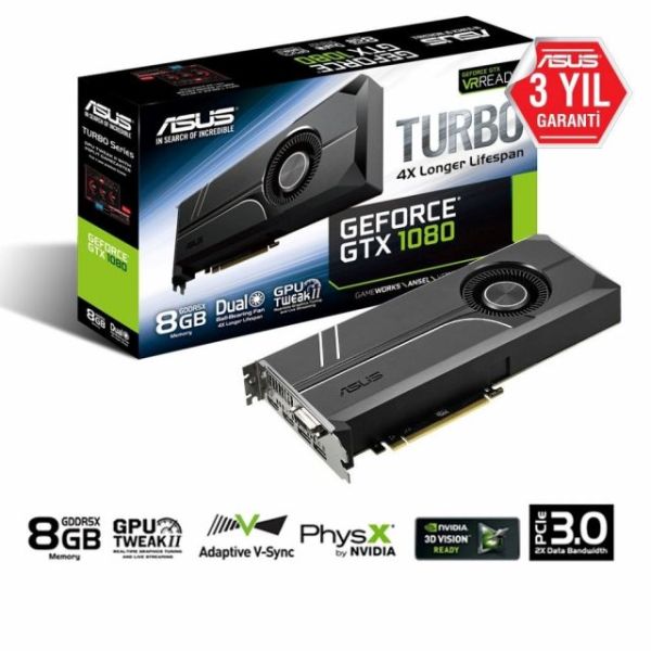 TURBO-GTX1080-8G GTX1080 8GB 256B GDDR5X DVID/HDMI/DP Nvidia Ekran Kartı