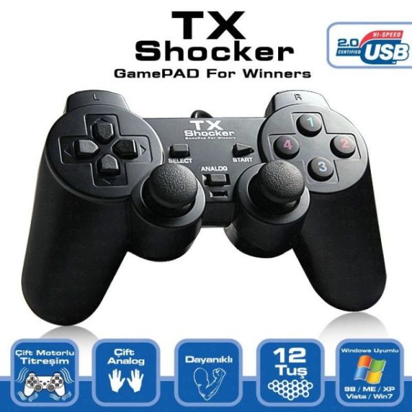 TXACGPAD01 PC Uyumlu Shocker Usb Çift Titreşimli Gaming Gamepad