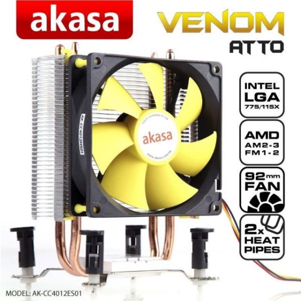 AK-CC4012ES01 VENOM ATTO Intel Lga775/115x ve AMD AM2/AM3+/FM1/FM2 9cm fan Cpu soğ.