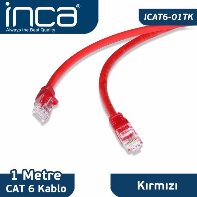 ICAT6-01TK Cat6 1 Metre Kırmızı Network Kablosu