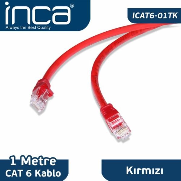 ICAT6-01TK Cat6 1 Metre Kırmızı Network Kablosu