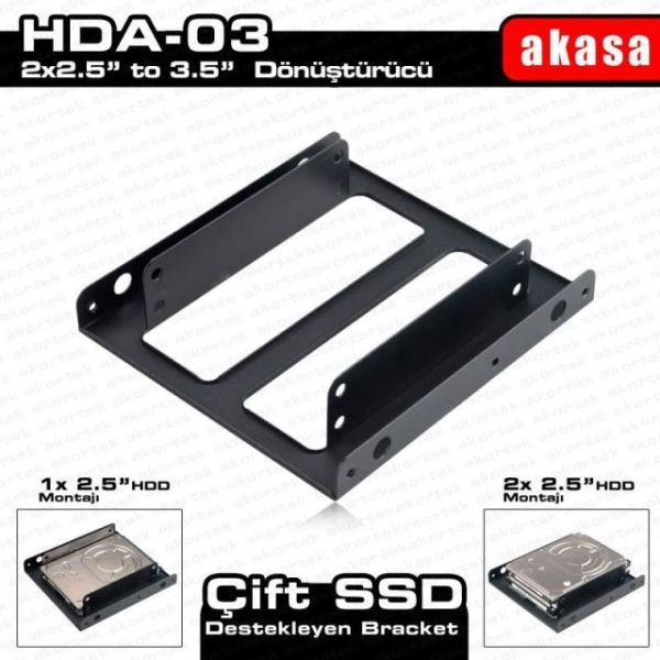 AK-HDA-03 2 x 2.5'' HDD/SSD Çift Yuvalı 3.5 ''Dönüştürücü