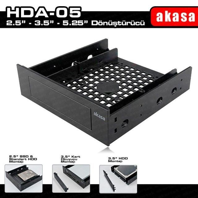 AK-HDA-05 5.25'' Multi-Fonksiyonel 2.5''/3.5'' SSD / HDD Dönüştürücü Aparat