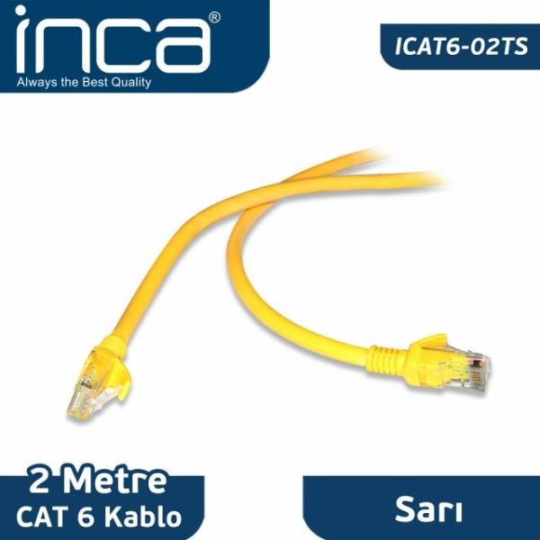 ICAT6-02TS CAT6 2 Metre Sarı Kablo