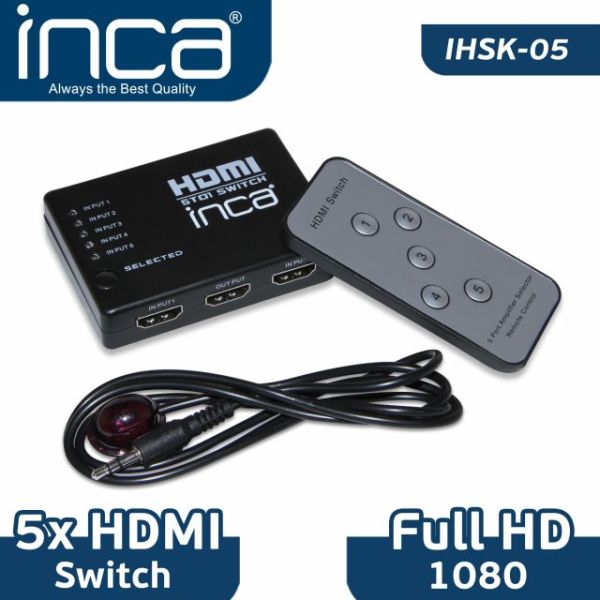 IHSK-05 5 Giriş 1 Çıkış Uzaktan Kumandalı Hdmı Swich