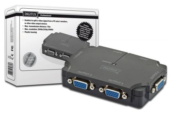 DS-42120-1 4’lü VGA Video Çoklayıcı (4 Port VGA Video Splitter), 1920 x 1080p, 350