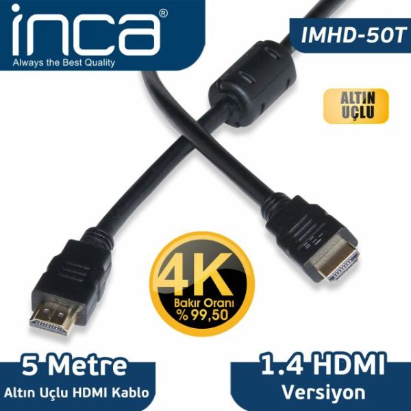 IMHD-50T 5M v1,4 3D 4K Altın Uç HDMI Kablo