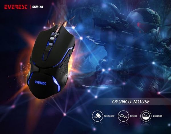 SGM-X8 USB Gaming Mouse Pad ve Oyuncu Mouse