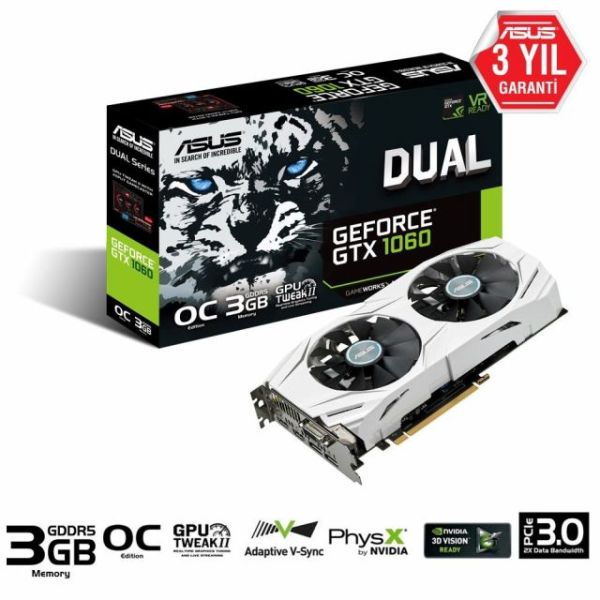 DUAL-GTX1060-O3G GTX1060 3GB 192B GDDR5 DVID/HDMI/DP Nvidia Gaming Ekran Kartı