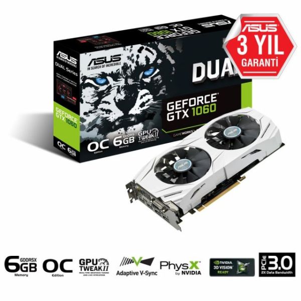 DUAL-GTX1060-O6G GTX1060 6GB 192B GDDR5 DVID/HDMI/DP Nvidia Gaming Ekran Kartı