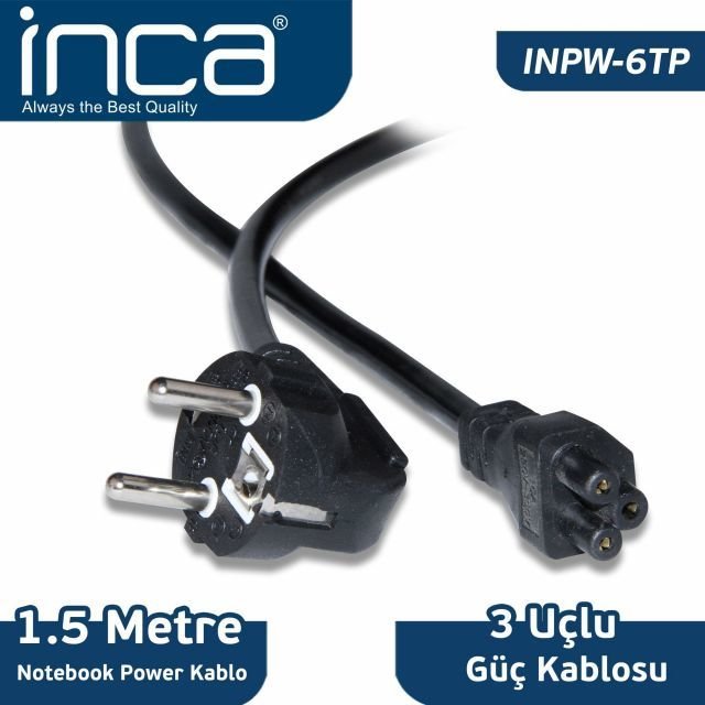 INPW-6TP 1.5M 0.75Mm Notebook Power Yonca Kablosu