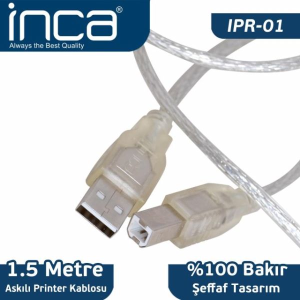 IPR-01 1.5 Metre USB 2.0 Yazıcı Kablosu (Am-Bm)