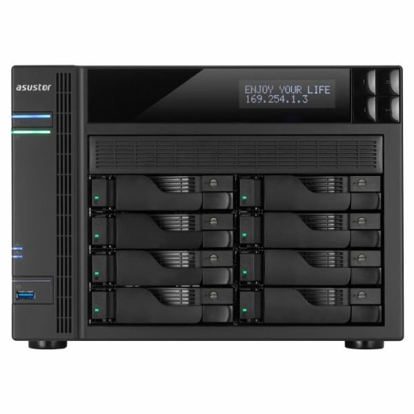 AS-6208T 8 SLOT NAS I-1.6GHZ QUAD 4GB 4XGBETH 2XESATA 3XUSB3 25NVR 4K