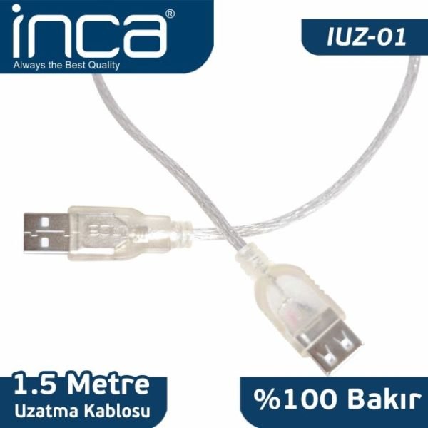 IUZ-01 1.5M Uzunlukta USB 2.0 Uzatma Kablosu